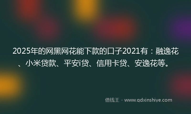 2025年的网黑网花能下款的口子2021有：融逸花、小米贷款、平安i贷、信用卡贷、安逸花等。