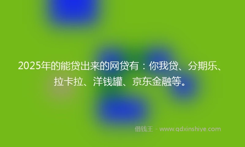 2025年的能贷出来的网贷有：你我贷、分期乐、拉卡拉、洋钱罐、京东金融等。