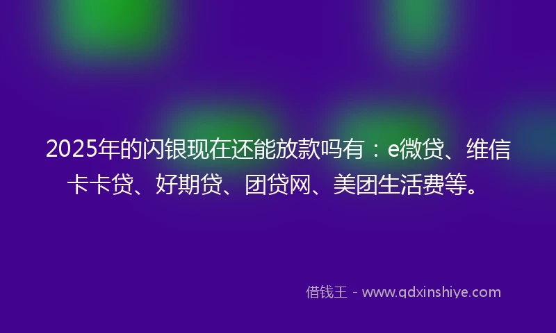 2025年的闪银现在还能放款吗有：e微贷、维信卡卡贷、好期贷、团贷网、美团生活费等。