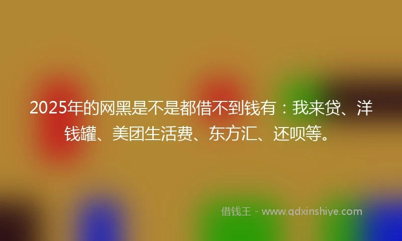 2025年的网黑是不是都借不到钱有：我来贷、洋钱罐、美团生活费、东方汇、还呗等。