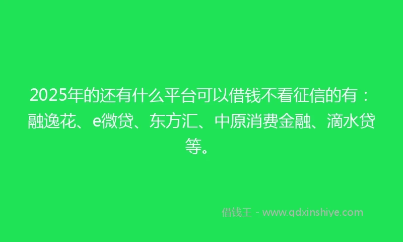 2025年的还有什么平台可以借钱不看征信的有：融逸花、e微贷、东方汇、中原消费金融、滴水贷等。