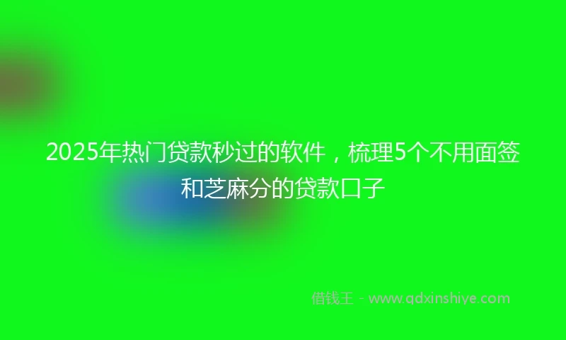 2025年热门贷款秒过的软件，梳理5个不用面签和芝麻分的贷款口子