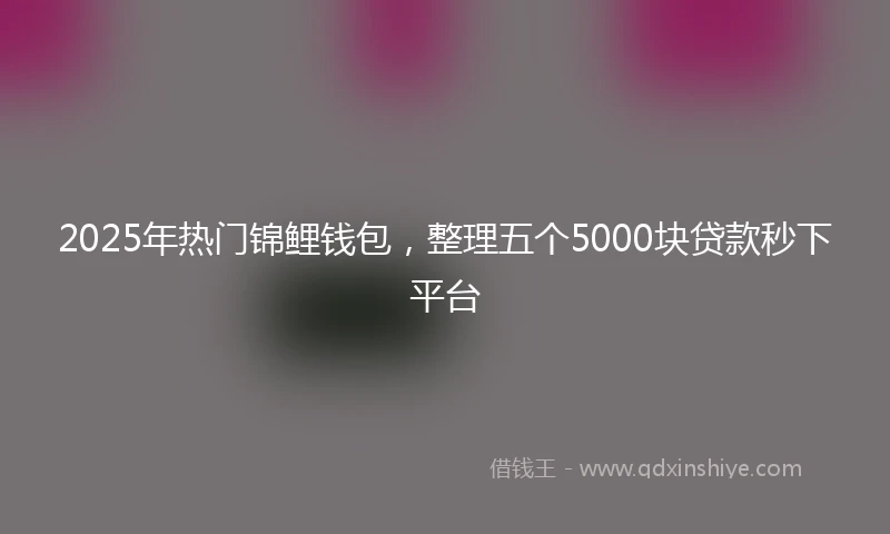 2025年热门锦鲤钱包，整理五个5000块贷款秒下平台