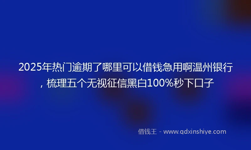 2025年热门逾期了哪里可以借钱急用啊温州银行,梳理五个无视征信黑白100%秒下口子