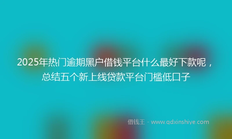 2025年热门逾期黑户借钱平台什么最好下款呢，总结五个新上线贷款平台门槛低口子
