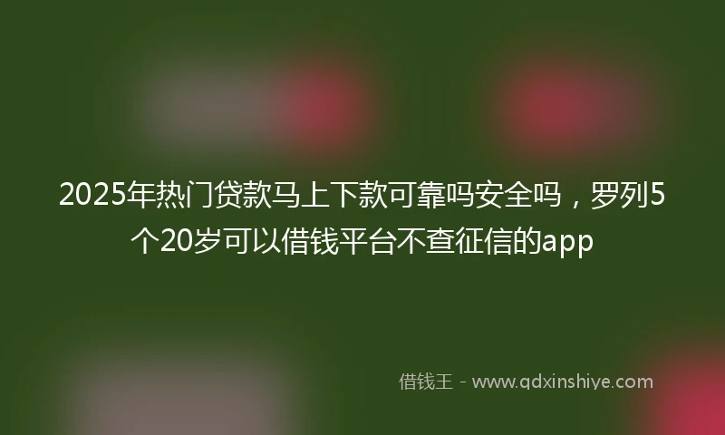 2025年热门贷款马上下款可靠吗安全吗，罗列5个20岁可以借钱平台不查征信的app