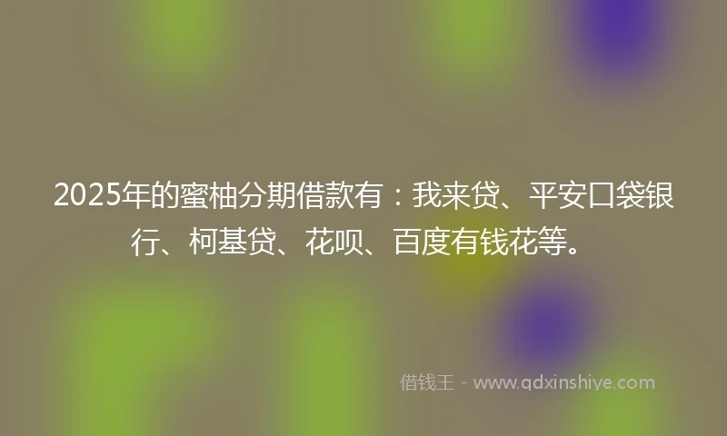 2025年的蜜柚分期借款有：我来贷、平安口袋银行、柯基贷、花呗、百度有钱花等。