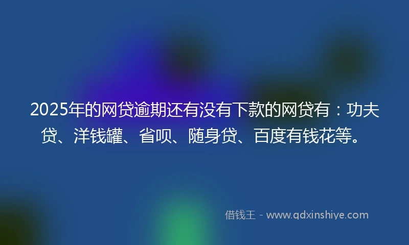 2025年的网贷逾期还有没有下款的网贷有：功夫贷、洋钱罐、省呗、随身贷、百度有钱花等。