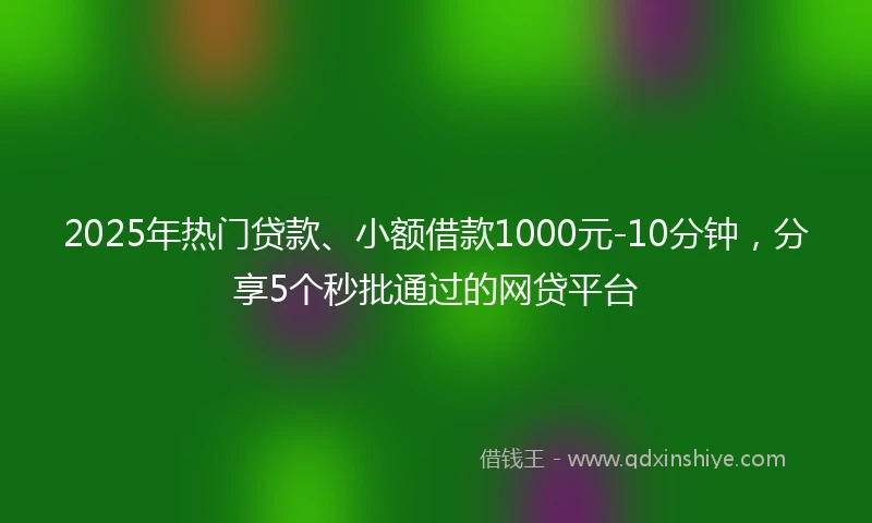 2025年热门贷款、小额借款1000元-10分钟，分享5个秒批通过的网贷平台