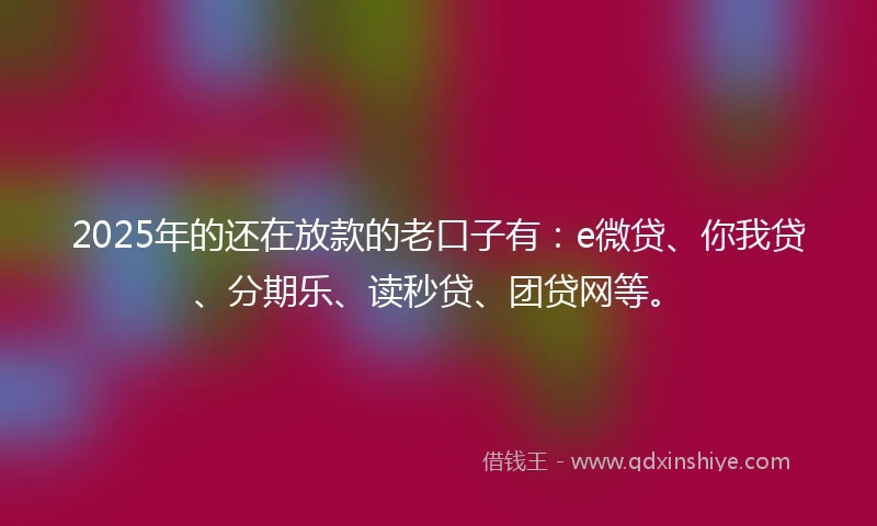2025年的还在放款的老口子有：e微贷、你我贷、分期乐、读秒贷、团贷网等。