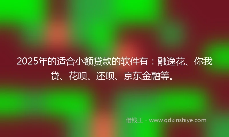 2025年的适合小额贷款的软件有：融逸花、你我贷、花呗、还呗、京东金融等。