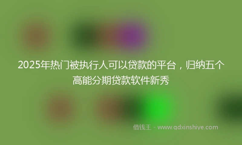 2025年热门被执行人可以贷款的平台，归纳五个高能分期贷款软件新秀