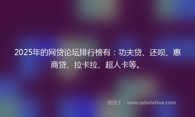 2025年的网贷论坛排行榜有：功夫贷、还呗、惠商贷、拉卡拉、超人卡等。