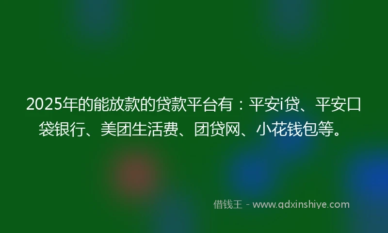 2025年的能放款的贷款平台有：平安i贷、平安口袋银行、美团生活费、团贷网、小花钱包等。