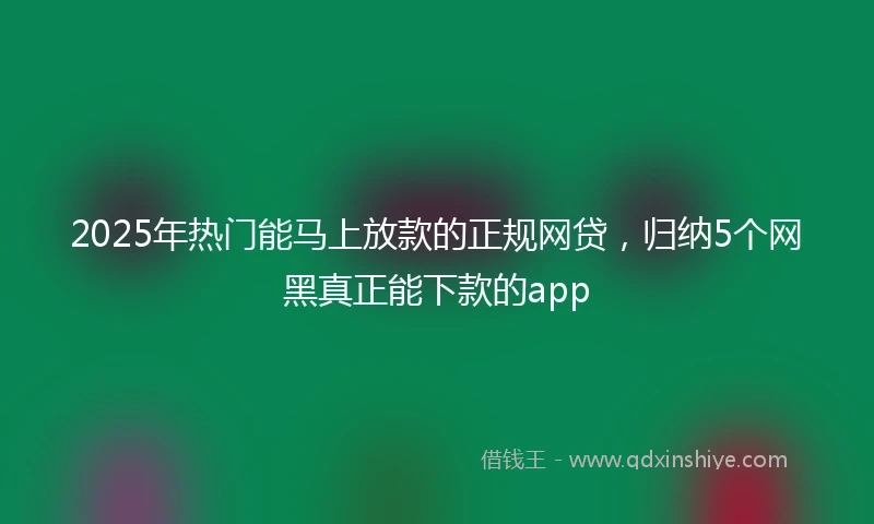 2025年热门能马上放款的正规网贷，归纳5个网黑真正能下款的app