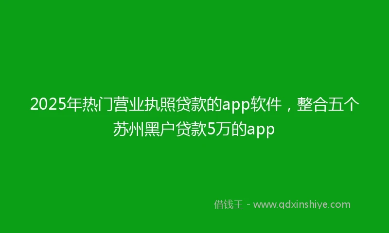 2025年热门营业执照贷款的app软件，整合五个苏州黑户贷款5万的app