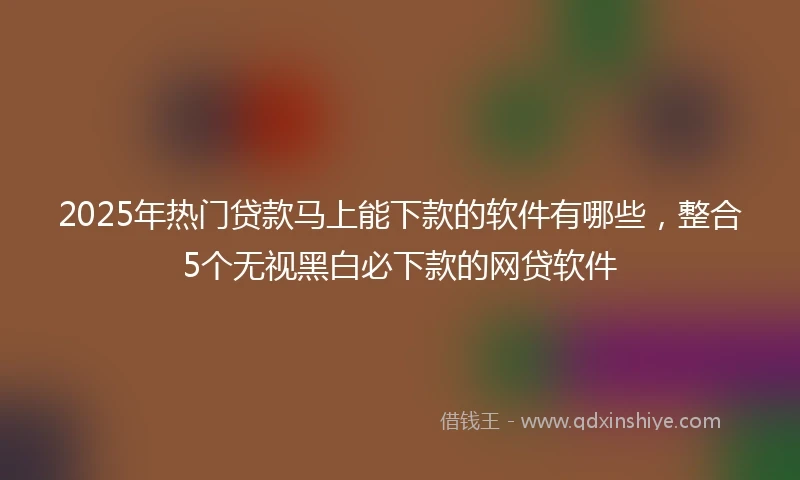 2025年热门贷款马上能下款的软件有哪些，整合5个无视黑白必下款的网贷软件