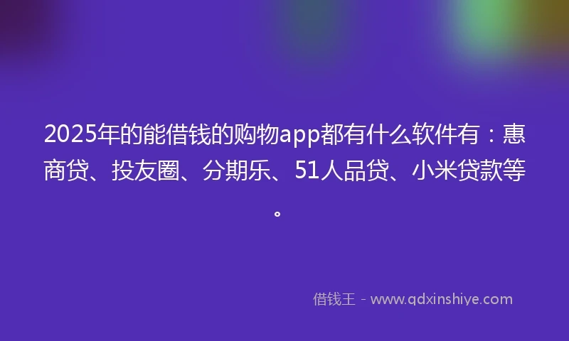 2025年的能借钱的购物app都有什么软件有：惠商贷、投友圈、分期乐、51人品贷、小米贷款等。