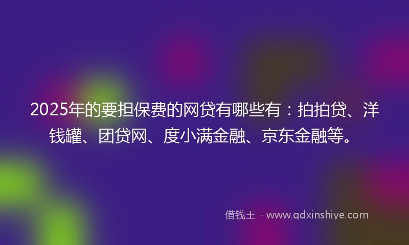 2025年的要担保费的网贷有哪些有：拍拍贷、洋钱罐、团贷网、度小满金融、京东金融等。