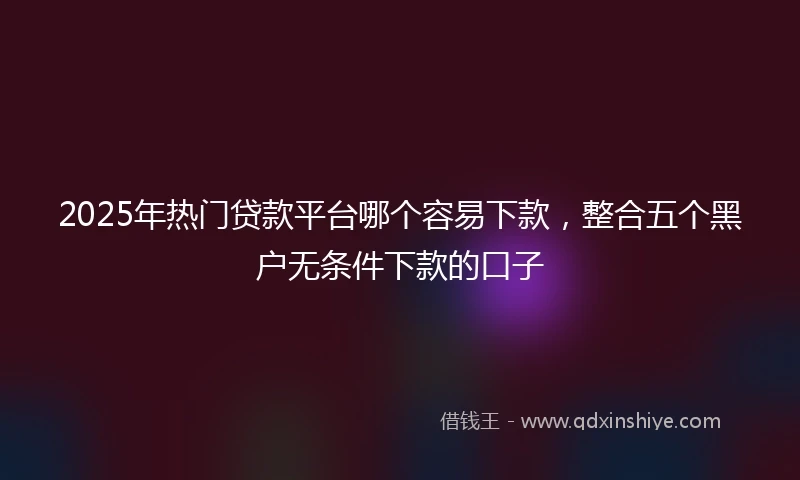 2025年热门贷款平台哪个容易下款，整合五个黑户无条件下款的口子
