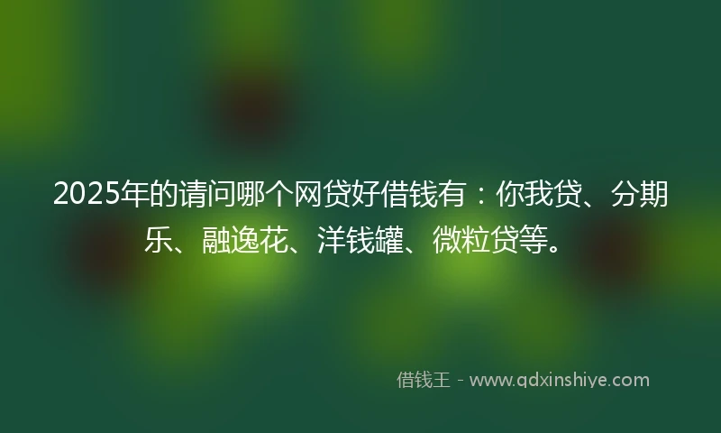 2025年的请问哪个网贷好借钱有：你我贷、分期乐、融逸花、洋钱罐、微粒贷等。