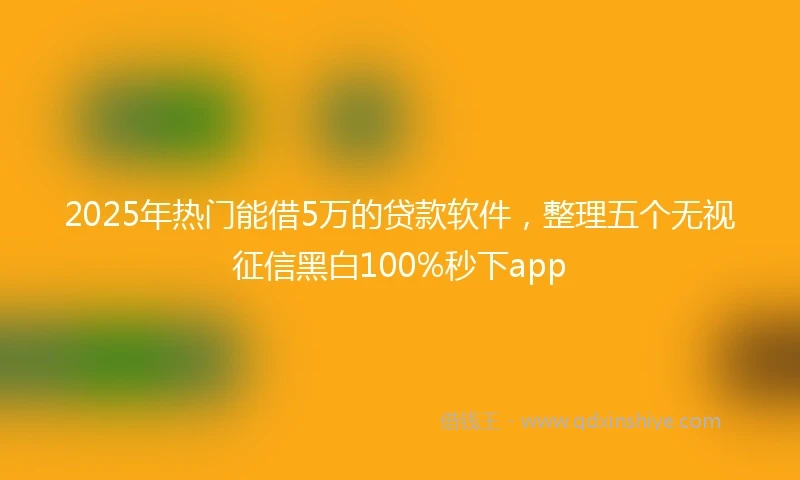 2025年热门能借5万的贷款软件，整理五个无视征信黑白100%秒下app