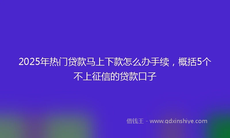 2025年热门贷款马上下款怎么办手续，概括5个不上征信的贷款口子