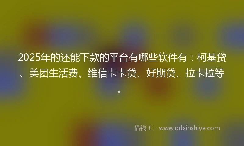 2025年的还能下款的平台有哪些软件有：柯基贷、美团生活费、维信卡卡贷、好期贷、拉卡拉等。