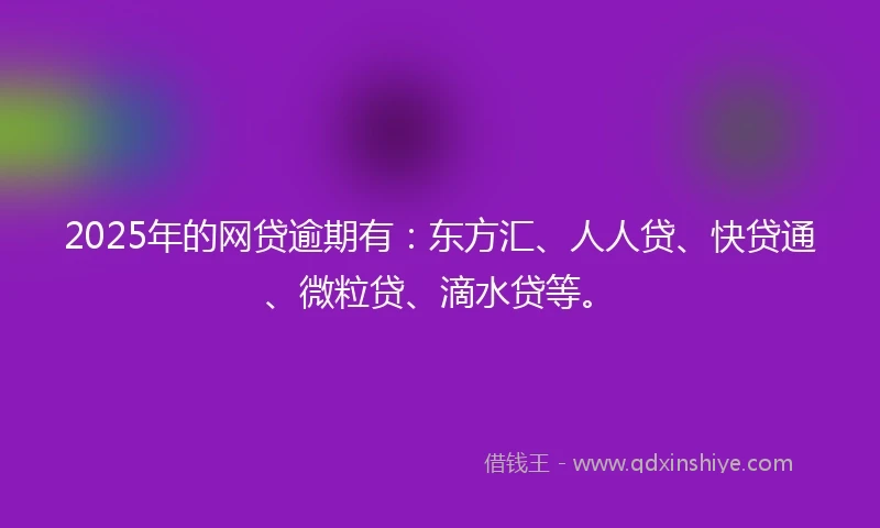 2025年的网贷逾期有：东方汇、人人贷、快贷通、微粒贷、滴水贷等。