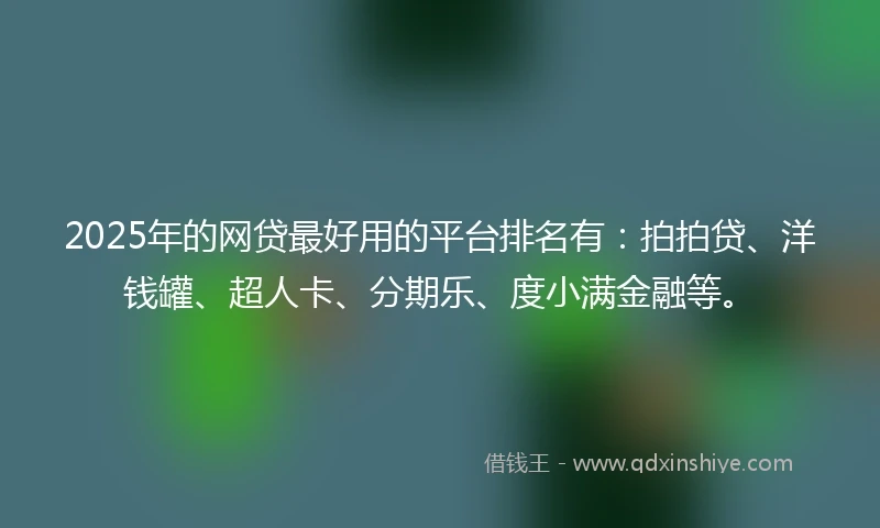 2025年的网贷最好用的平台排名有：拍拍贷、洋钱罐、超人卡、分期乐、度小满金融等。
