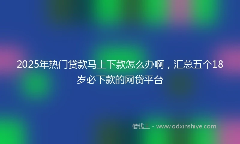 2025年热门贷款马上下款怎么办啊，汇总五个18岁必下款的网贷平台