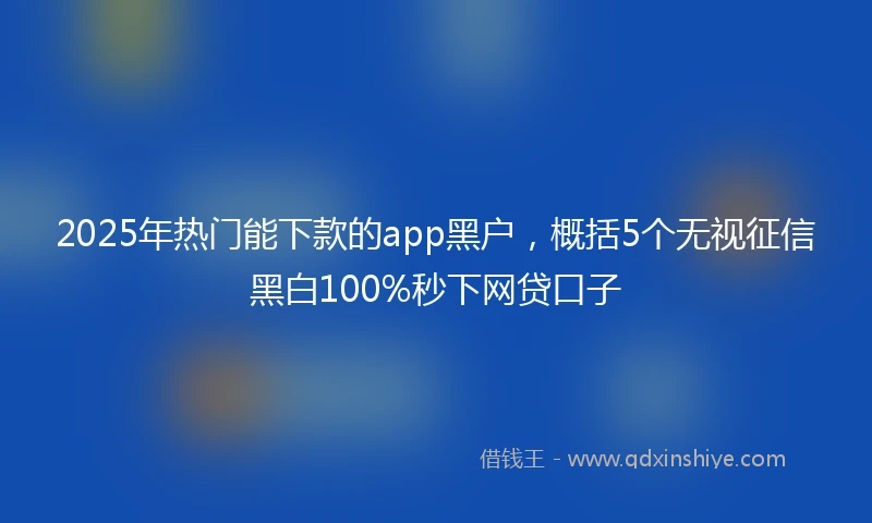 2025年热门能下款的app黑户，概括5个无视征信黑白100%秒下网贷口子