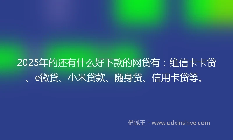 2025年的还有什么好下款的网贷有：维信卡卡贷、e微贷、小米贷款、随身贷、信用卡贷等。