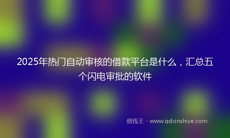 2025年热门自动审核的借款平台是什么，汇总五个闪电审批的软件