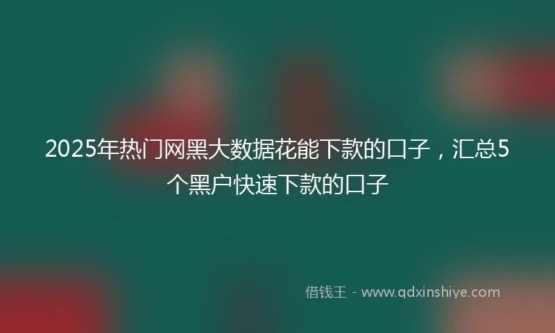 2025年热门网黑大数据花能下款的口子，汇总5个黑户快速下款的口子