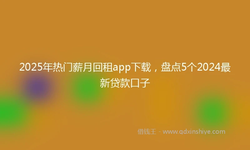 2025年热门薪月回租app下载，盘点5个2024最新贷款口子
