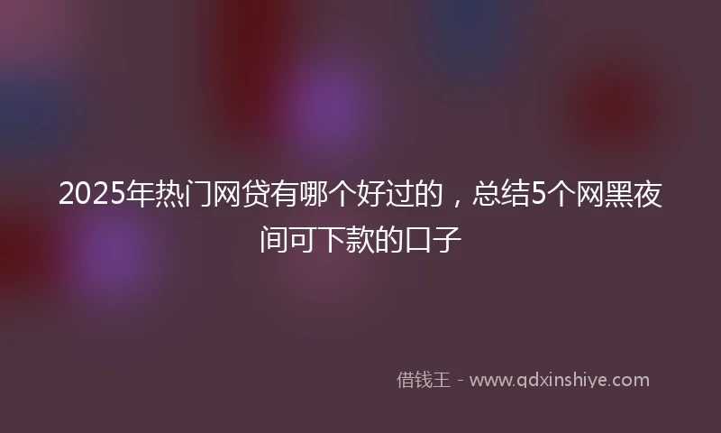 2025年热门网贷有哪个好过的，总结5个网黑夜间可下款的口子