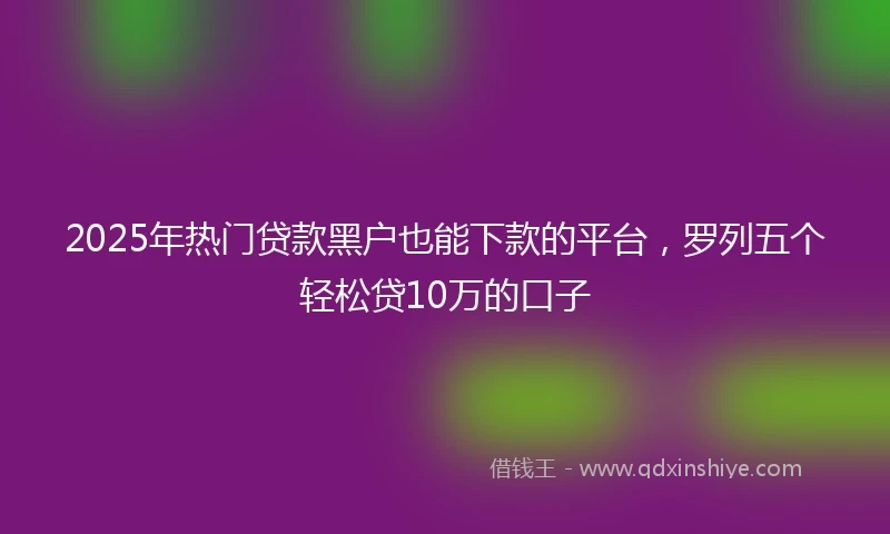 2025年热门贷款黑户也能下款的平台，罗列五个轻松贷10万的口子