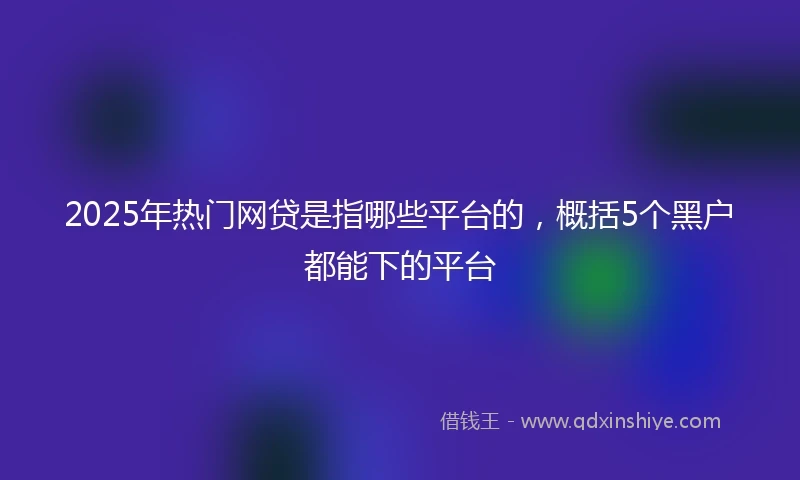 2025年热门网贷是指哪些平台的，概括5个黑户都能下的平台