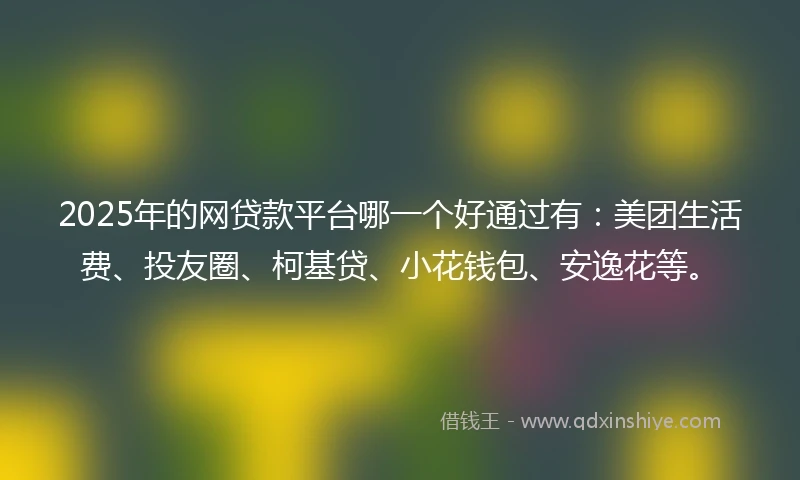 2025年的网贷款平台哪一个好通过有：美团生活费、投友圈、柯基贷、小花钱包、安逸花等。