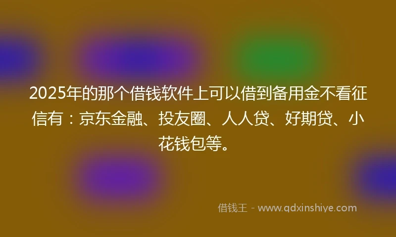 2025年的那个借钱软件上可以借到备用金不看征信有：京东金融、投友圈、人人贷、好期贷、小花钱包等。