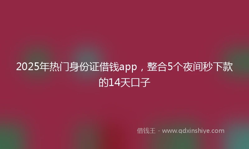 2025年热门身份证借钱app，整合5个夜间秒下款的14天口子