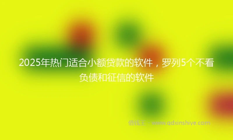 2025年热门适合小额贷款的软件，罗列5个不看负债和征信的软件
