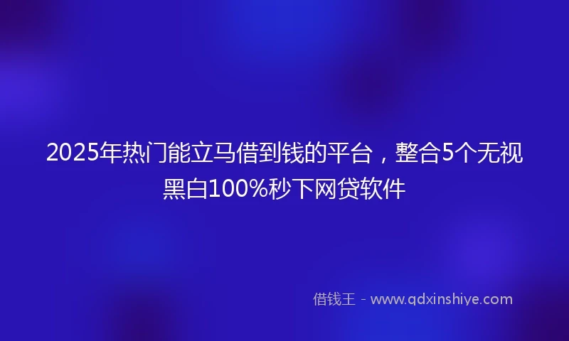 2025年热门能立马借到钱的平台，整合5个无视黑白100%秒下网贷软件