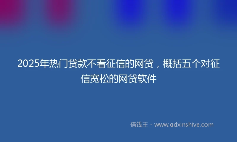 2025年热门贷款不看征信的网贷，概括五个对征信宽松的网贷软件