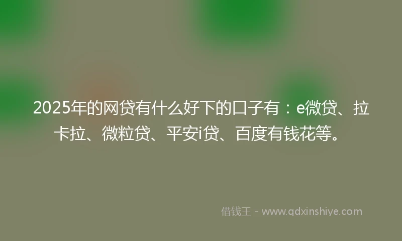 2025年的网贷有什么好下的口子有：e微贷、拉卡拉、微粒贷、平安i贷、百度有钱花等。