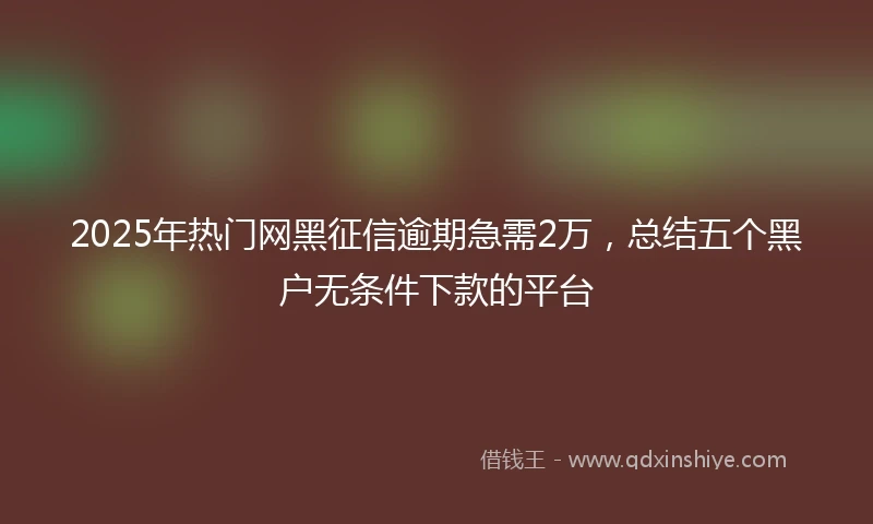 2025年热门网黑征信逾期急需2万，总结五个黑户无条件下款的平台