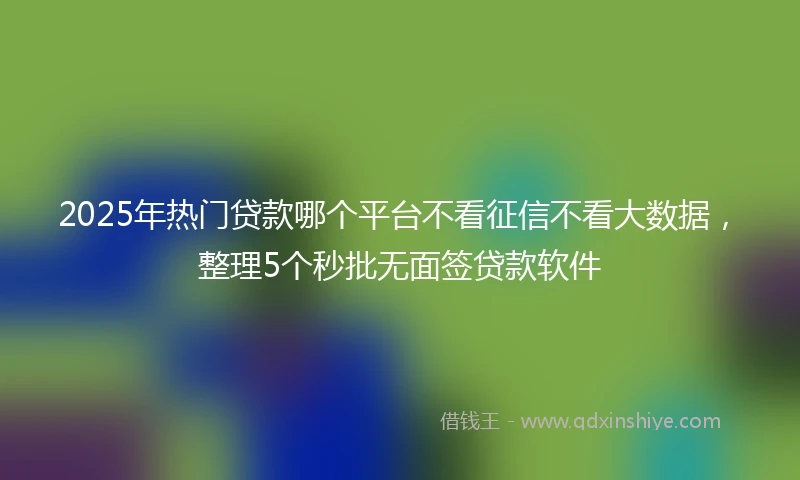 2025年热门贷款哪个平台不看征信不看大数据，整理5个秒批无面签贷款软件