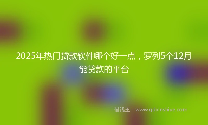 2025年热门贷款软件哪个好一点，罗列5个12月能贷款的平台