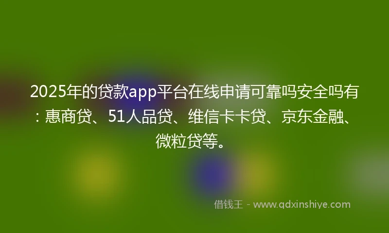 2025年的贷款app平台在线申请可靠吗安全吗有：惠商贷、51人品贷、维信卡卡贷、京东金融、微粒贷等。